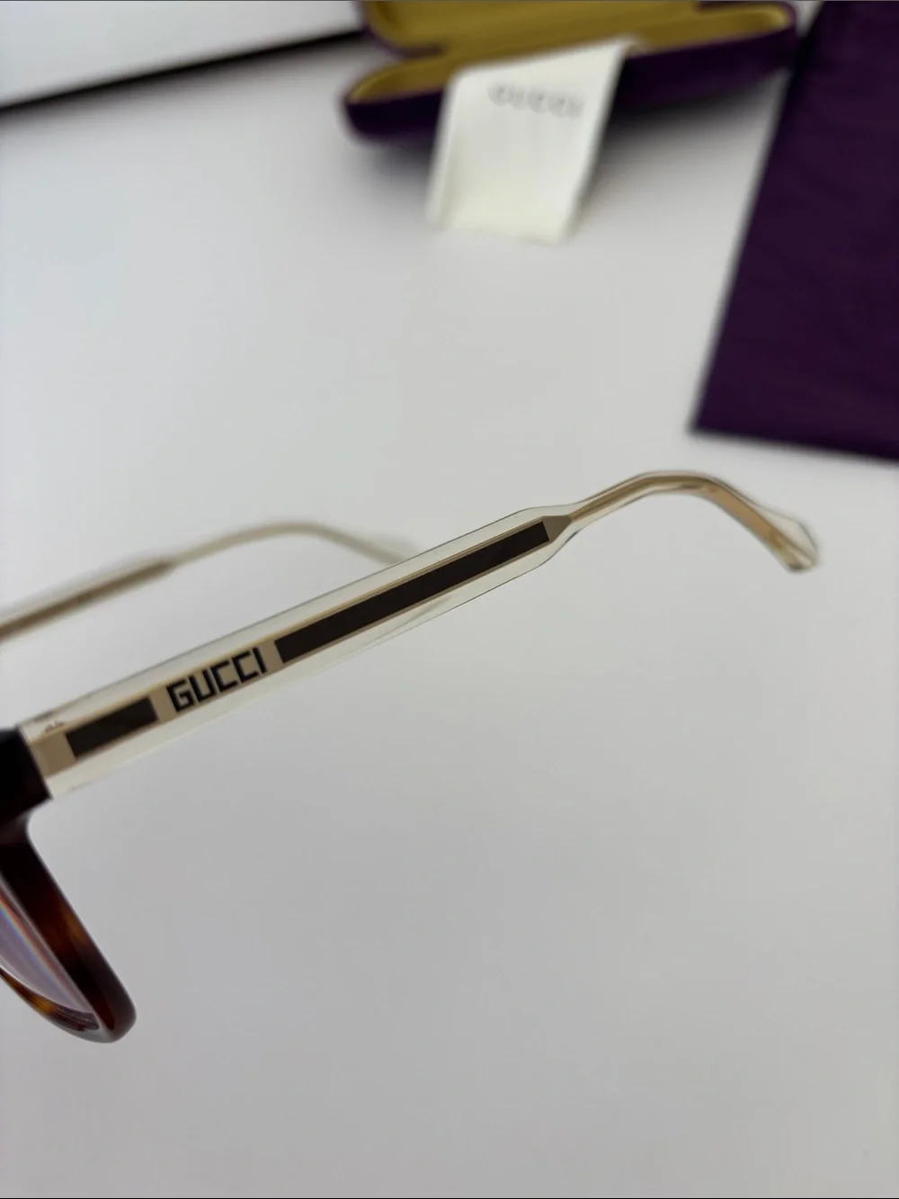 GUCCI GG05610 002 54mm Tortoise Brown Gold Clear Eyeglasses Frames Italy Unisex